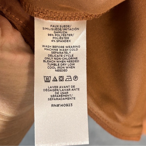 LOFT Dress Womens Petite 6P Brown Faux Suede Sleeveless Shift V-Neck Mini - Picture 6 of 14